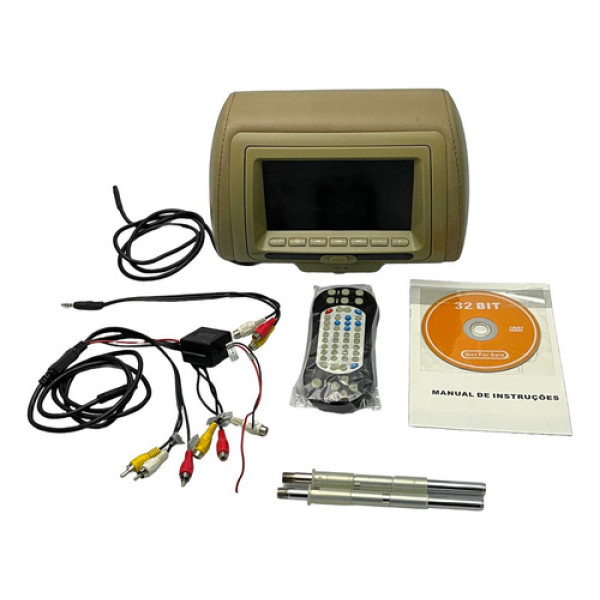 Encosto De Cabeça Tela Leitor Dvd 7 Polegadas Bege - Bege